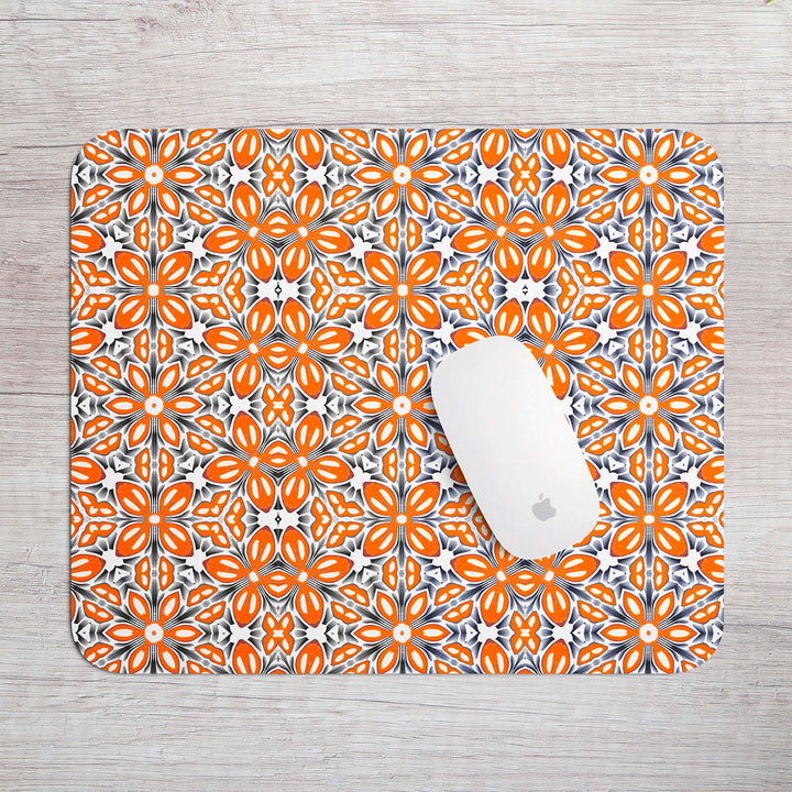 Orange Fox Flower Mouse Mat / Gaming Mat