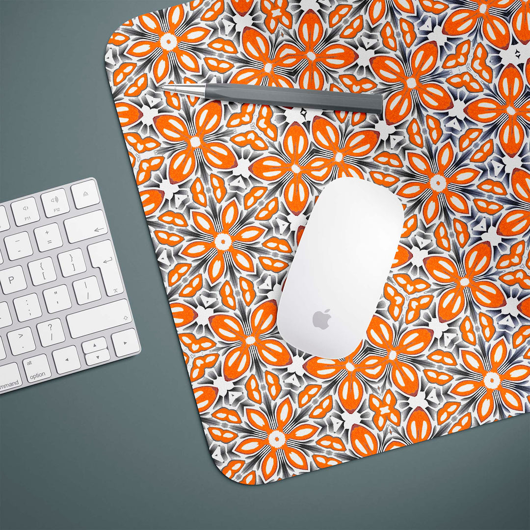 Orange Fox Flower Mouse Mat / Gaming Mat