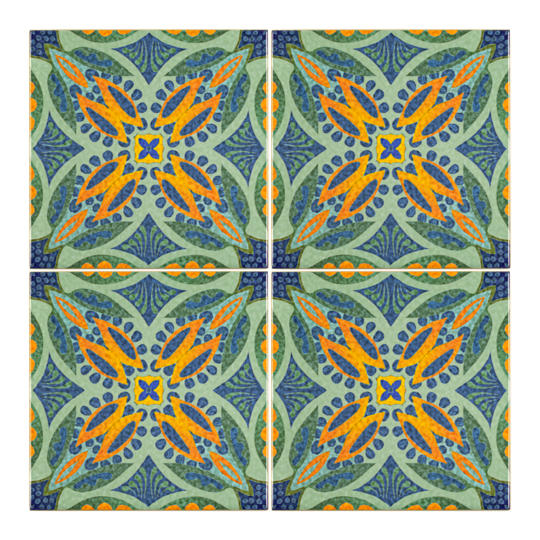 Thistle Orange Green Tile