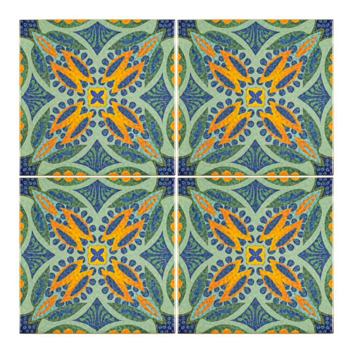 Thistle Orange Green Tile