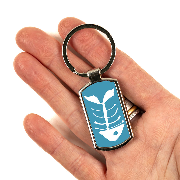 SALE - White Bonefish on Teal Keyring