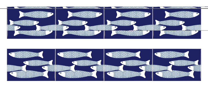 Navy Blue Ocean Shoal - Border version - Large Rectangular Tile - 30x20cm (12x8 inches)