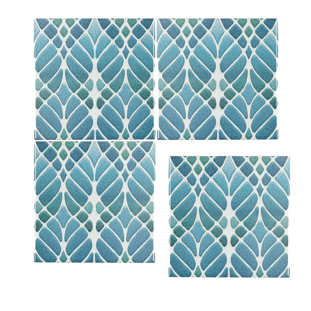 Trees tile Blue Muted - Large Scale - FIRED INK Version