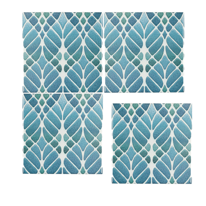 Trees tile Blue Muted - Large Scale - FIRED INK Version