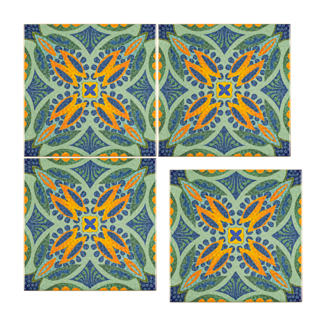 Thistle Orange Green Tile
