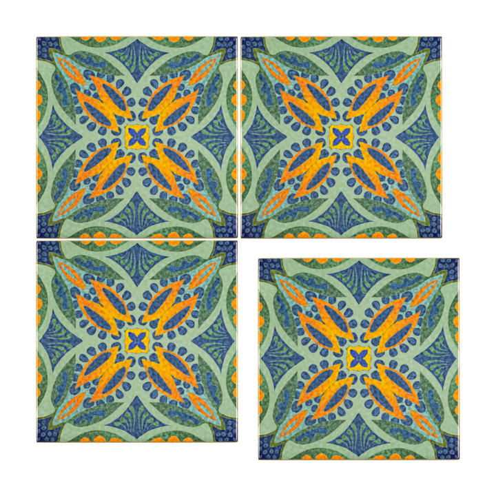 Thistle Orange Green Tile