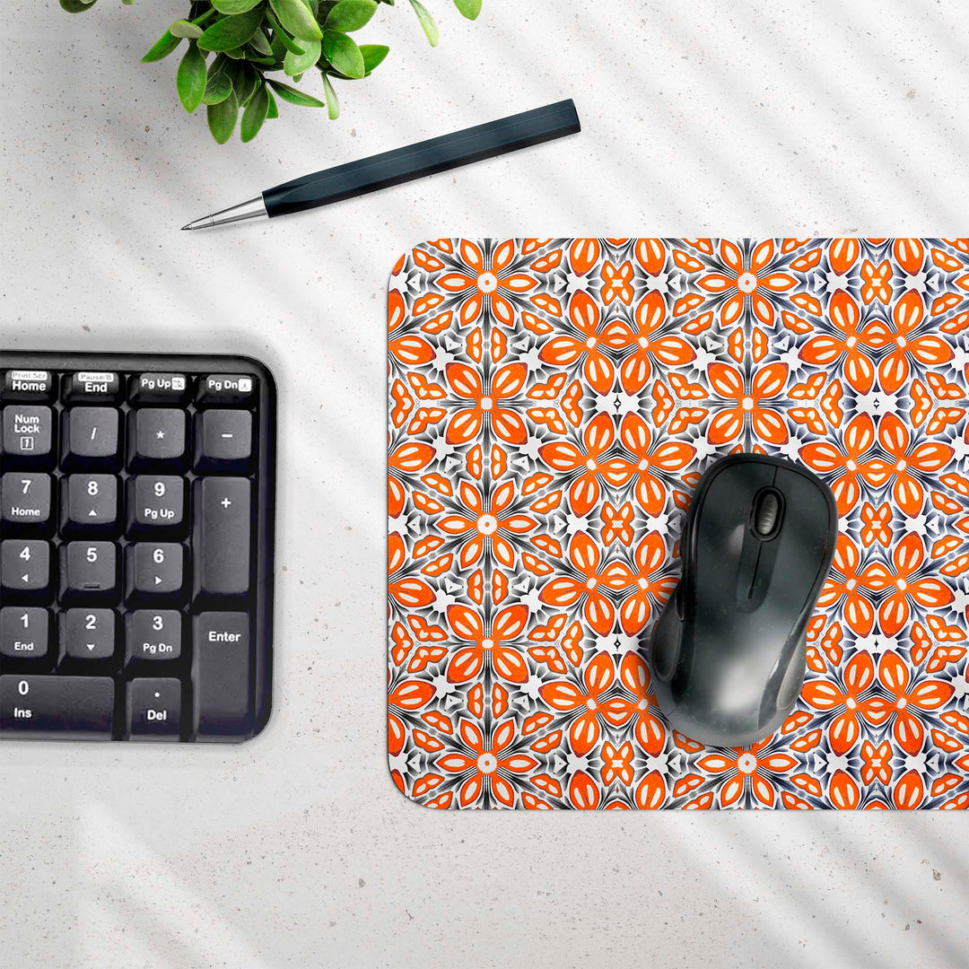 Orange Fox Flower Mouse Mat / Gaming Mat