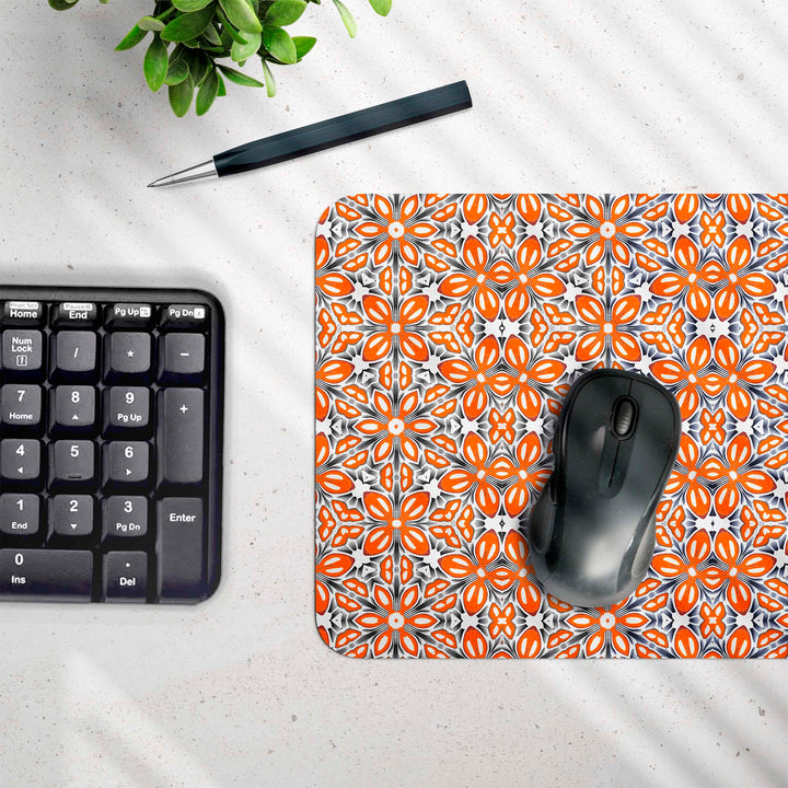 Orange Fox Flower Mouse Mat / Gaming Mat