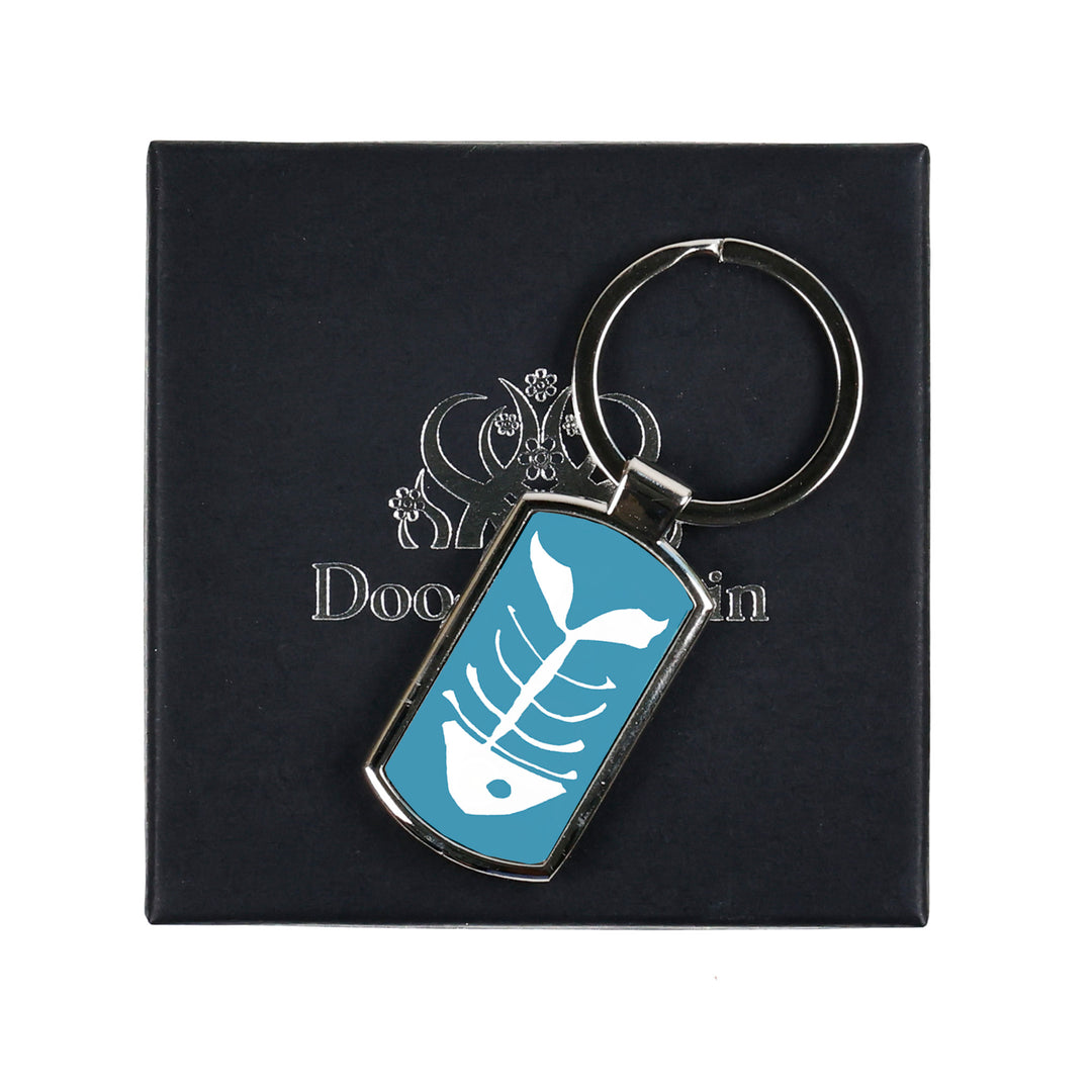 SALE - White Bonefish on Teal Keyring