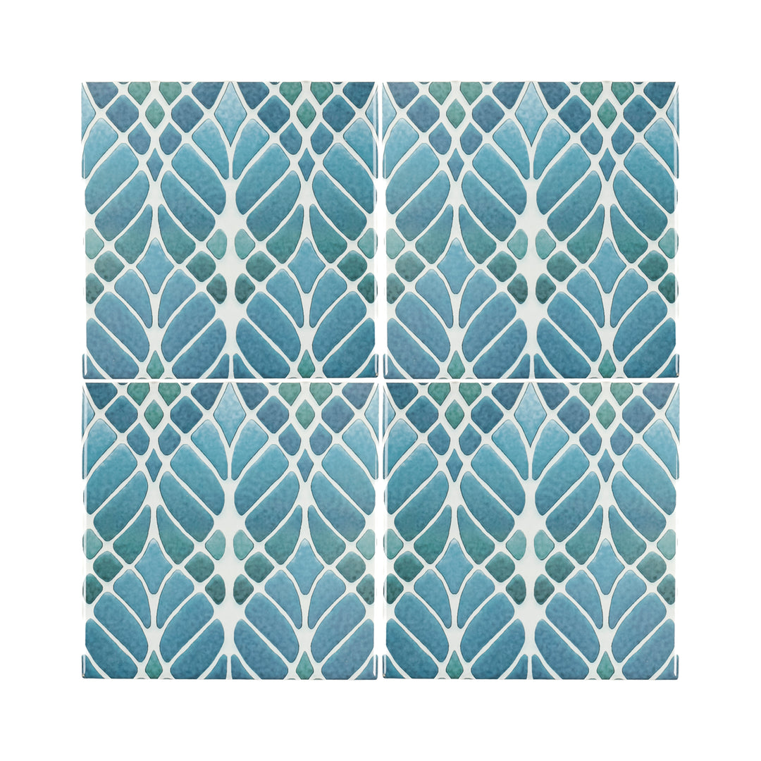 Trees tile Blue Muted - Large Scale - FIRED INK Version