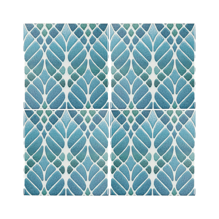 Trees tile Blue Muted - Large Scale - FIRED INK Version