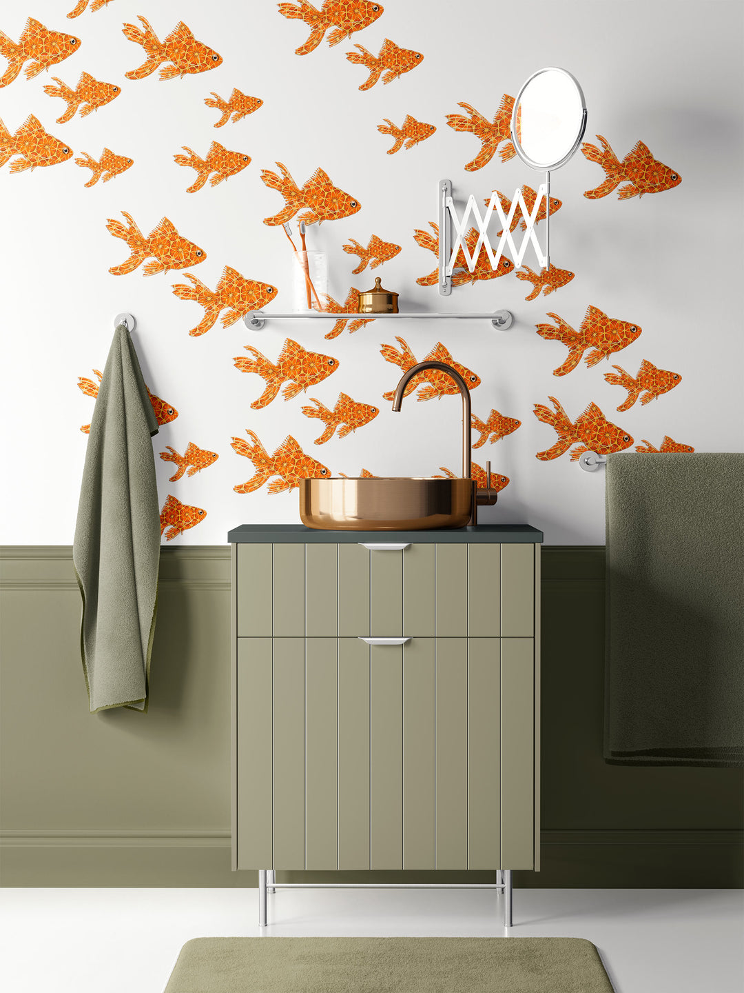 Goldfish tile decals - red orange