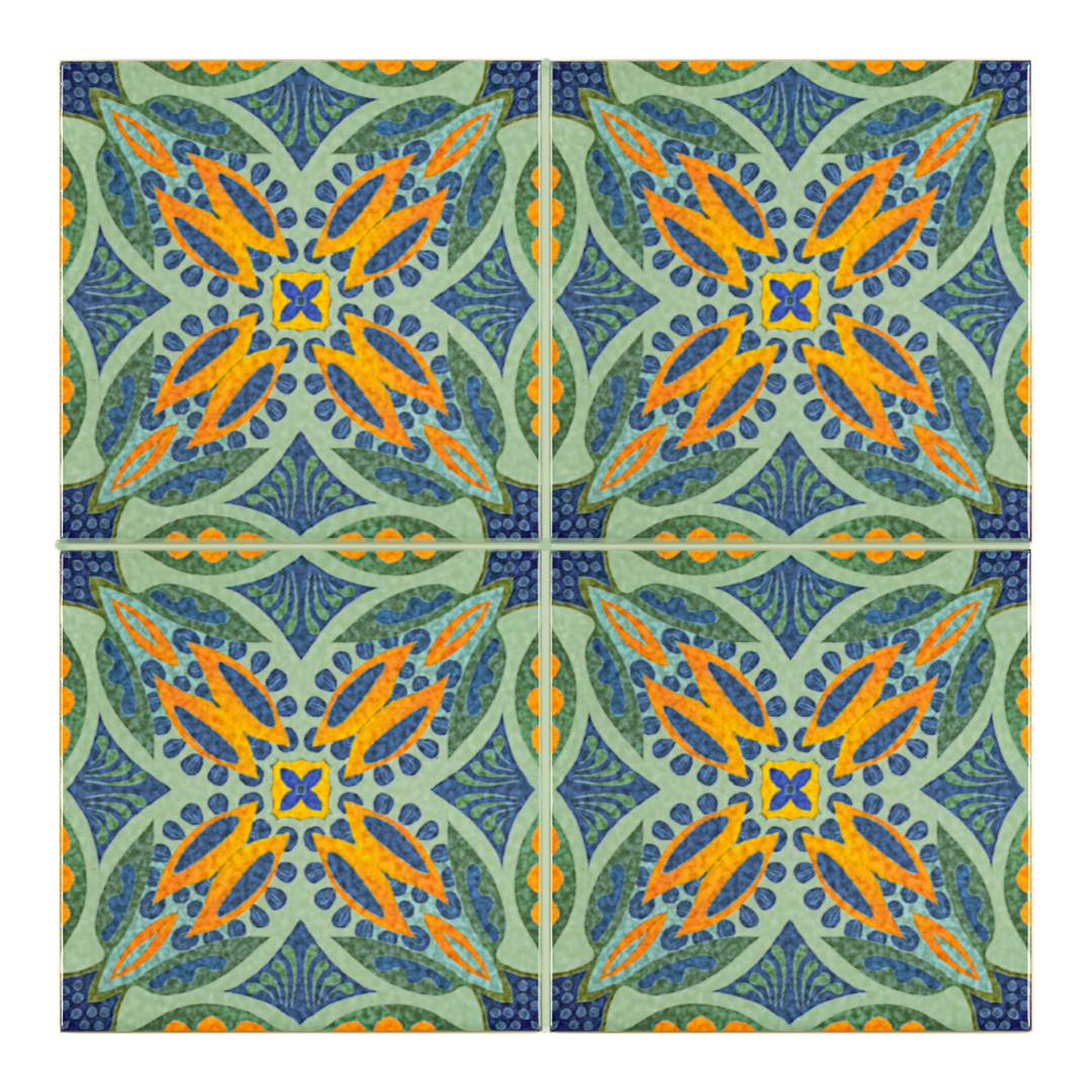 Thistle Orange Green Tile