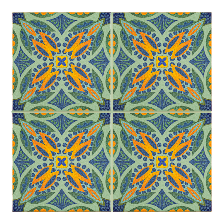 Thistle Orange Green Tile