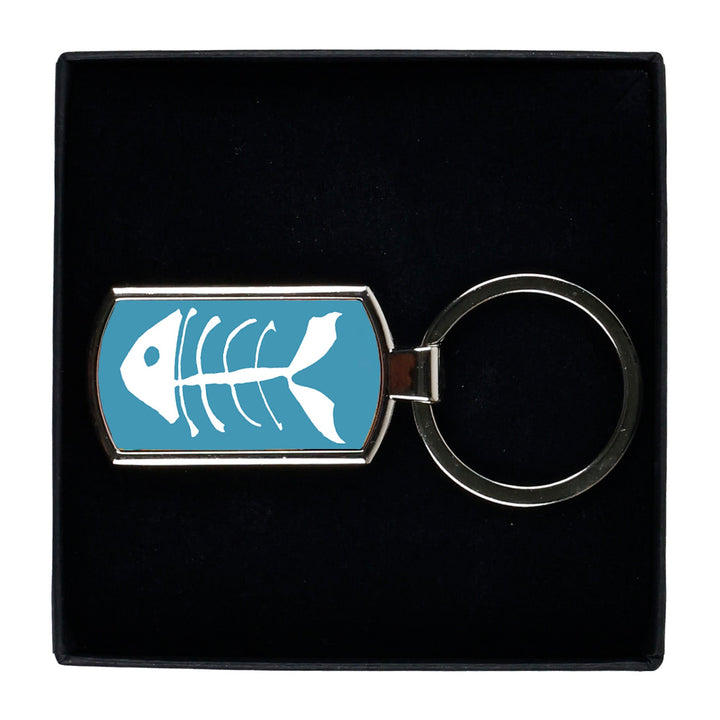 SALE - White Bonefish on Teal Keyring