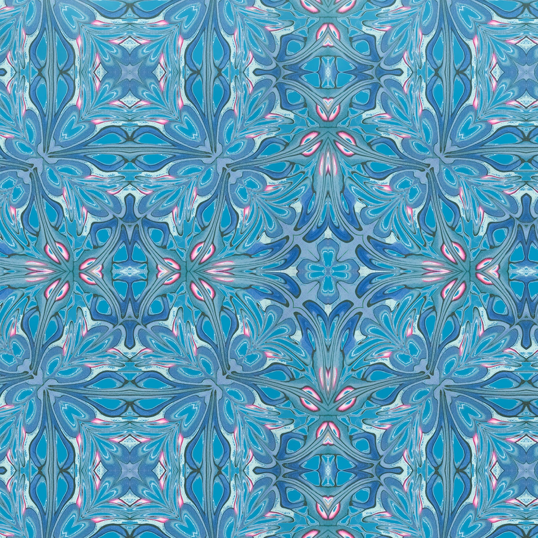 Flourishing Garden Kitchen Splashback - Navy Blue / Pink
