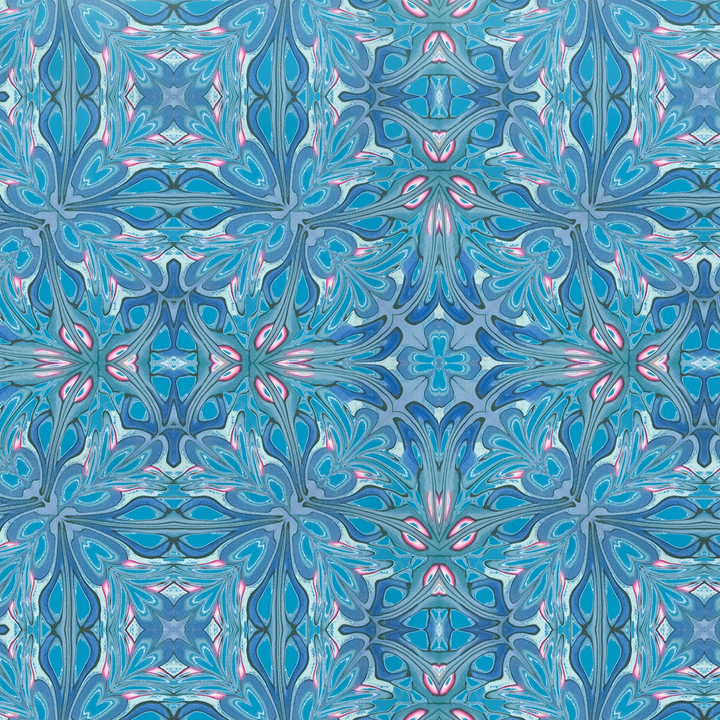 Flourishing Garden Kitchen Splashback - Navy Blue / Pink