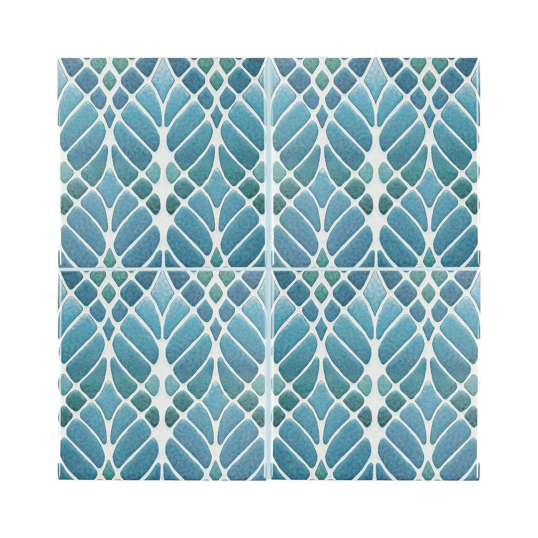 Trees tile Blue Muted - Large Scale - FIRED INK Version