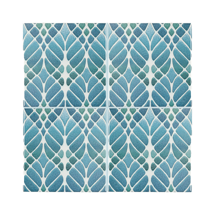 Trees tile Blue Muted - Large Scale - FIRED INK Version