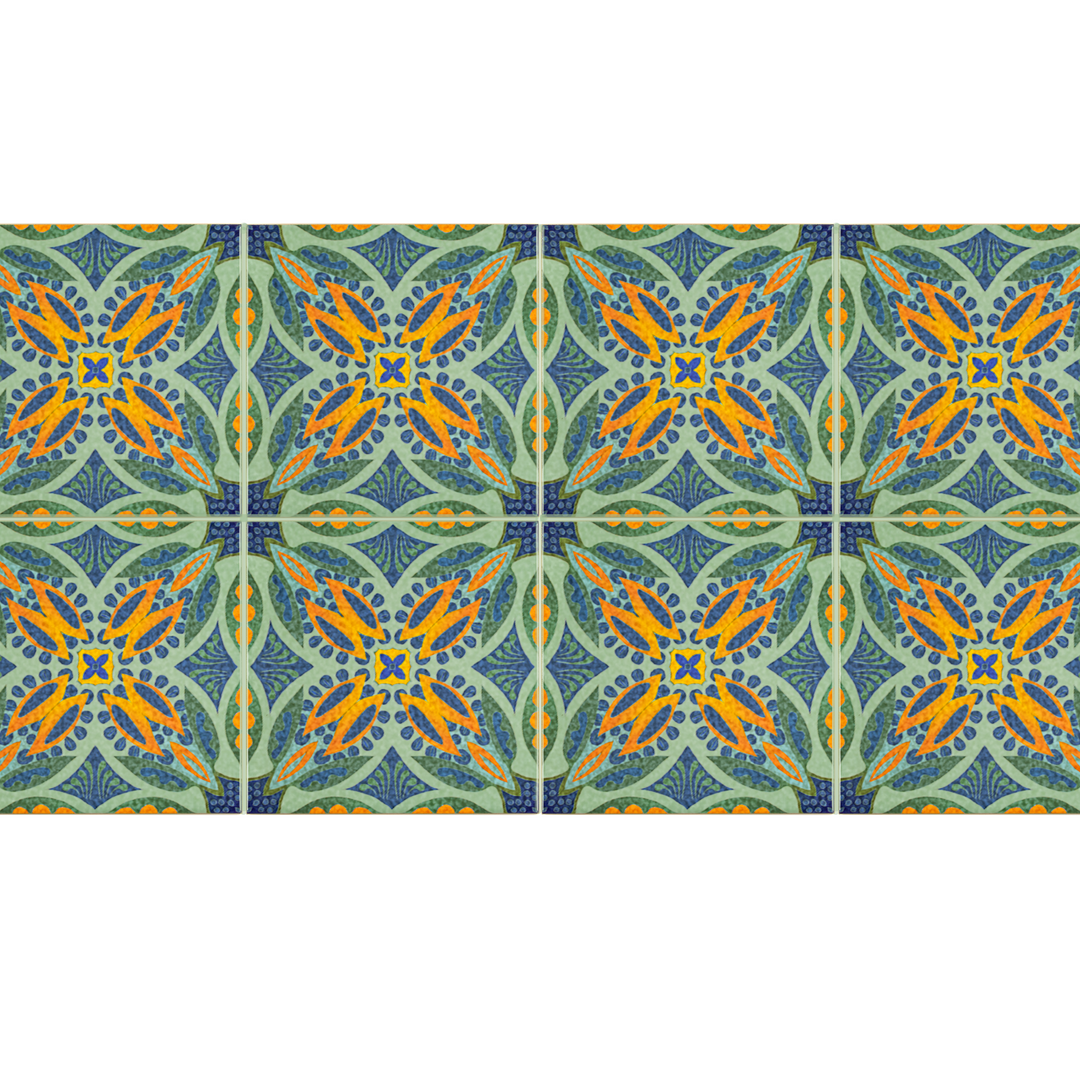 Thistle Orange Green Tile