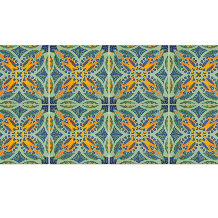 Thistle Orange Green Tile