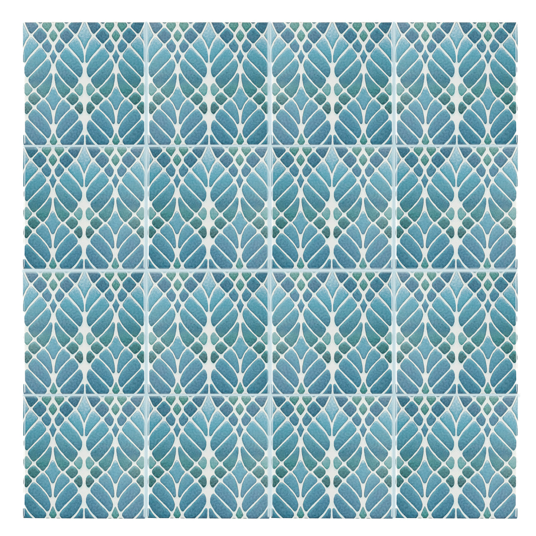 Trees tile Blue Muted - Large Scale - FIRED INK Version