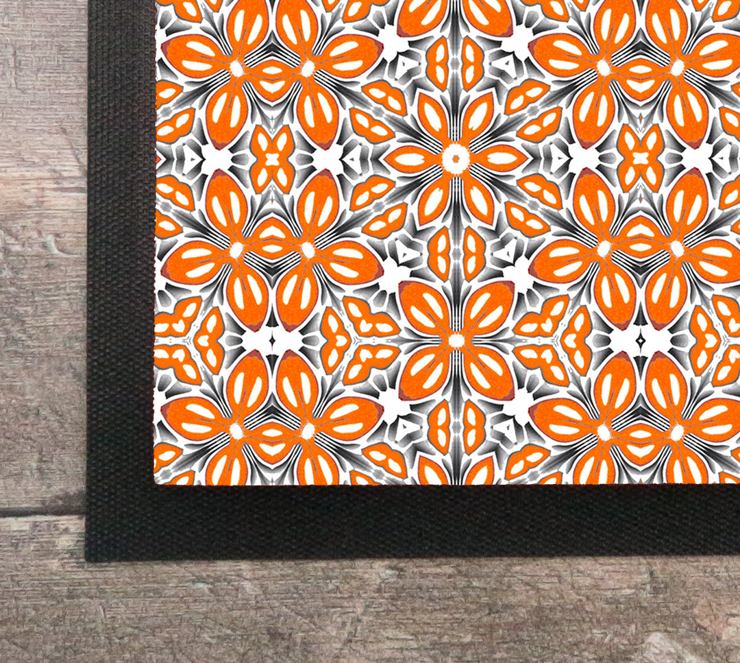 Orange Fox Flower Pet Food Mat