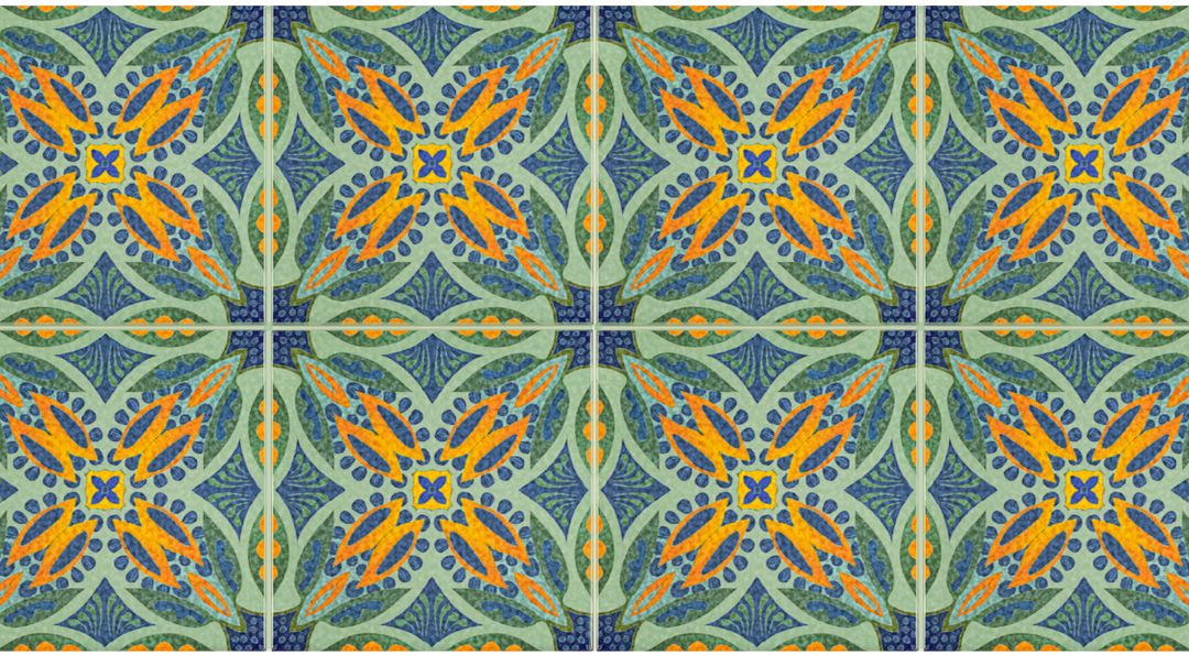 Thistle Orange Green Tile