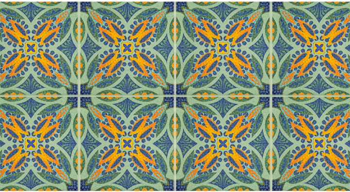 Thistle Orange Green Tile