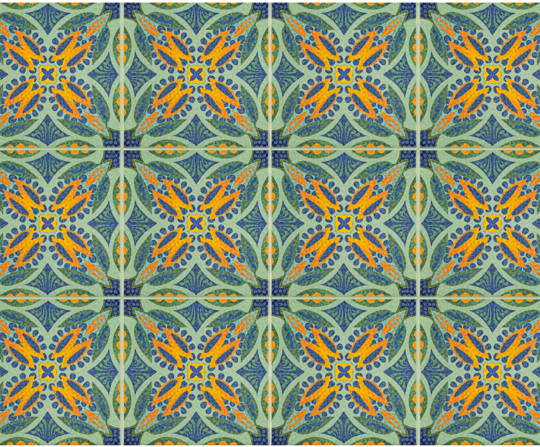 Thistle Orange Green Tile