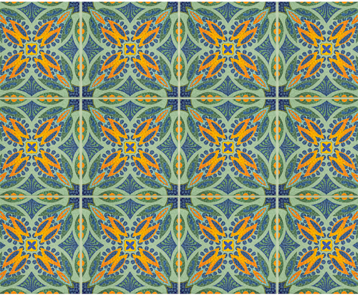 Thistle Orange Green Tile