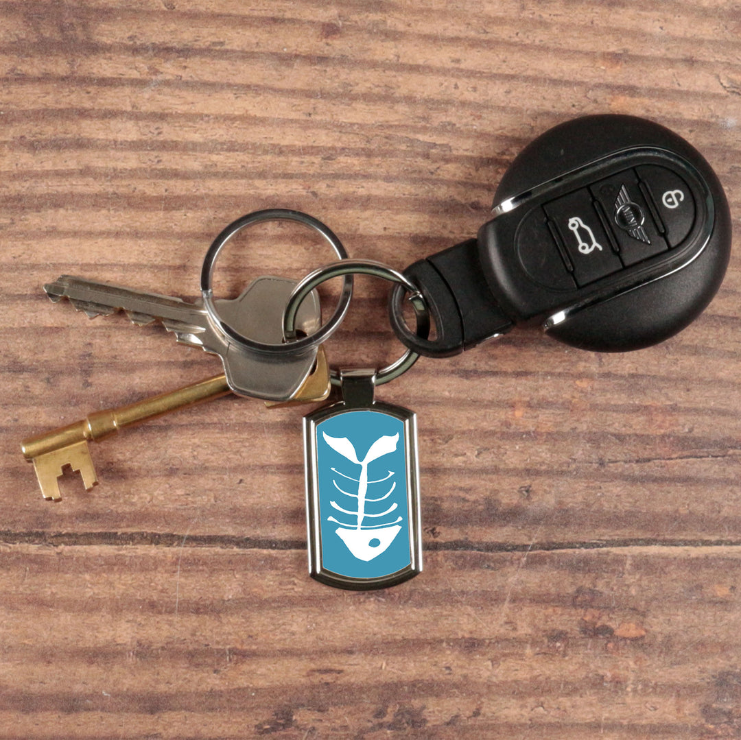 SALE - White Bonefish on Teal Keyring