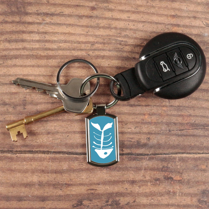SALE - White Bonefish on Teal Keyring