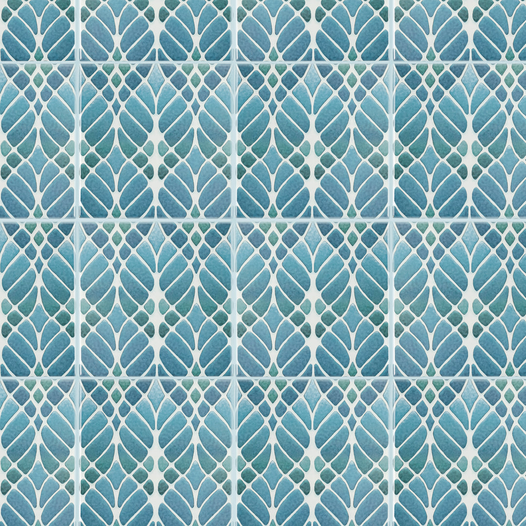 Trees tile Blue Muted - Large Scale - FIRED INK Version