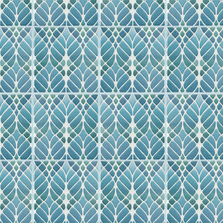 Trees tile Blue Muted - Large Scale - FIRED INK Version