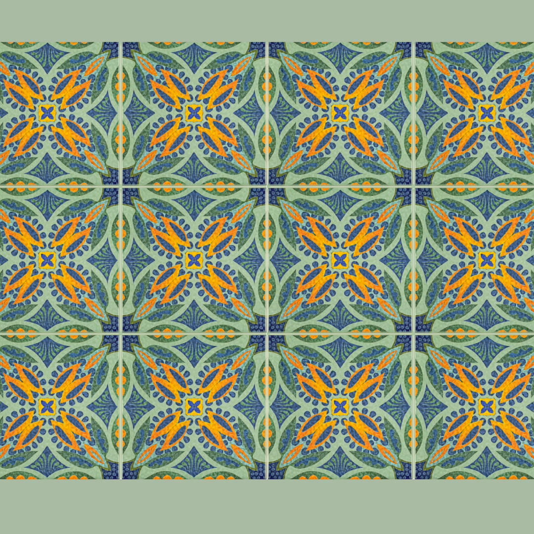 Thistle Orange Green Tile