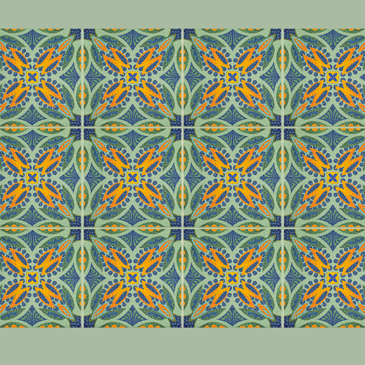 Thistle Orange Green Tile