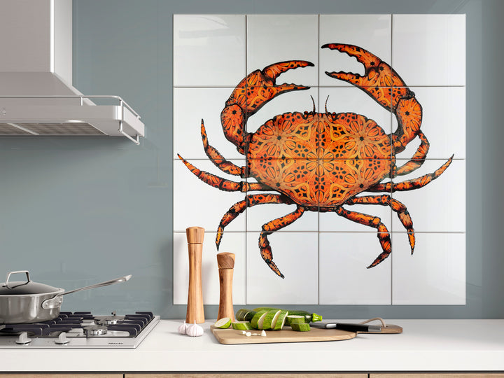 Crab Tile Mural - White Background
