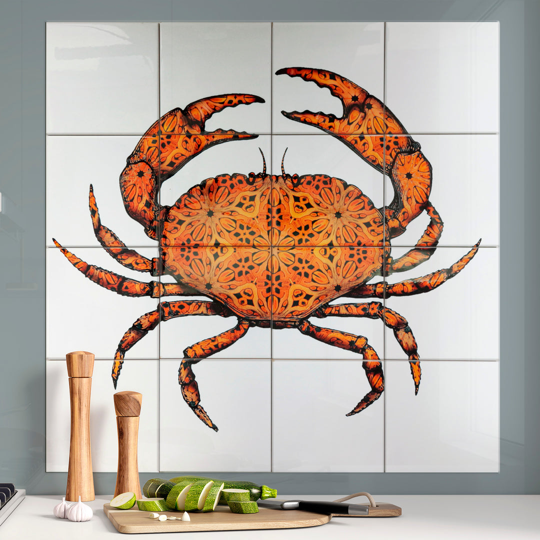 Crab Tile Mural - White Background