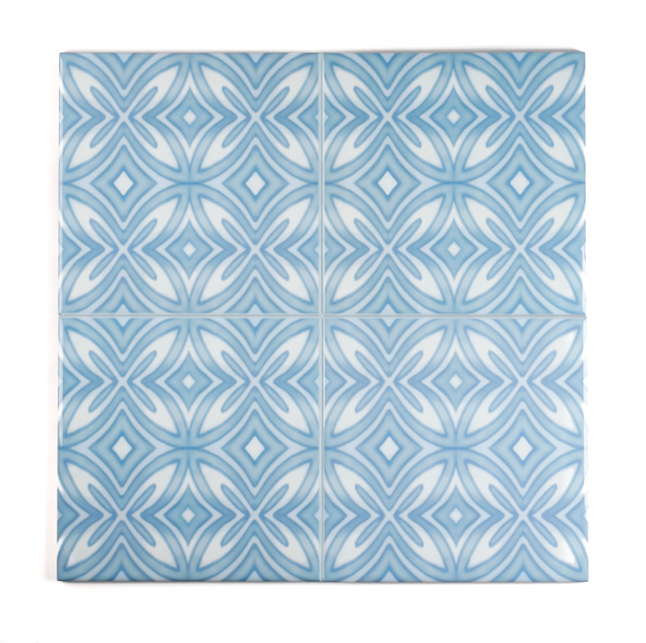 SALE SET - 10 x 15.2cm Pale Blue Star tiles