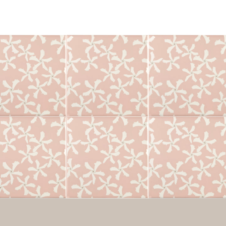 Jasmine Flower Tile - Pink &amp; White