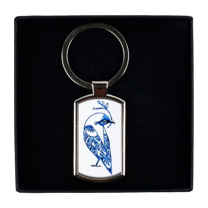 Blue/white Lovebirds Keyring