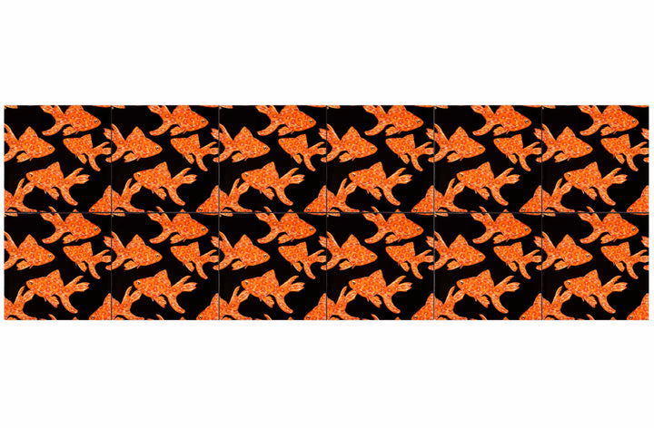 Goldfish Tile - Orange / Red on Black - Standard Scale