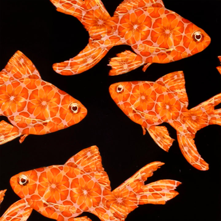 Goldfish Tile - Orange / Red on Black - Standard Scale