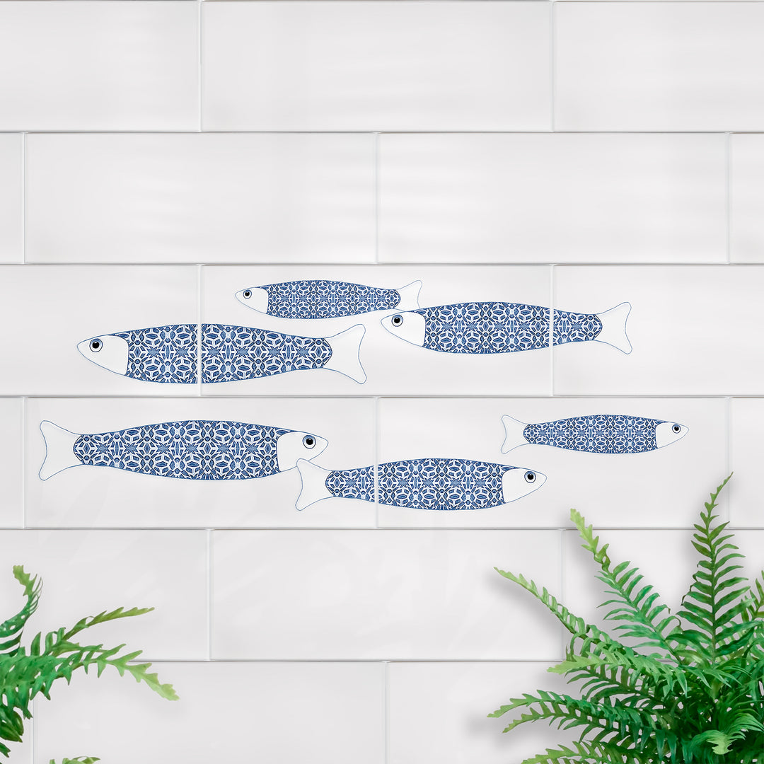 Ocean Shoal tile decals - Blue White