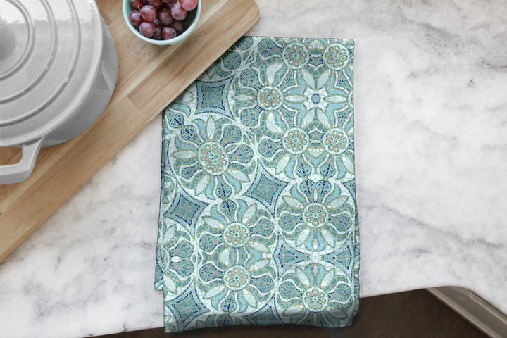 Pomegranate Tea Towel - Aqua