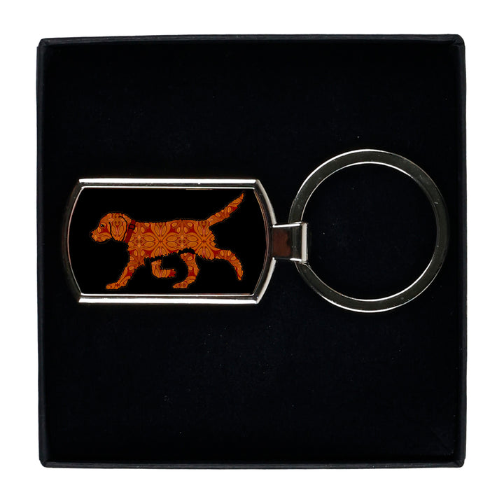 Chocolate Labradoodle Dog on Black Keyring