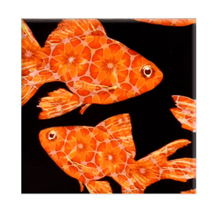 Goldfish Tile - Orange / Red on Black - Large Scale