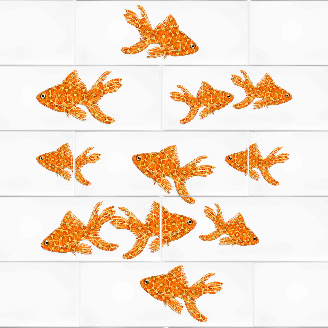 Goldfish tile decals - red orange