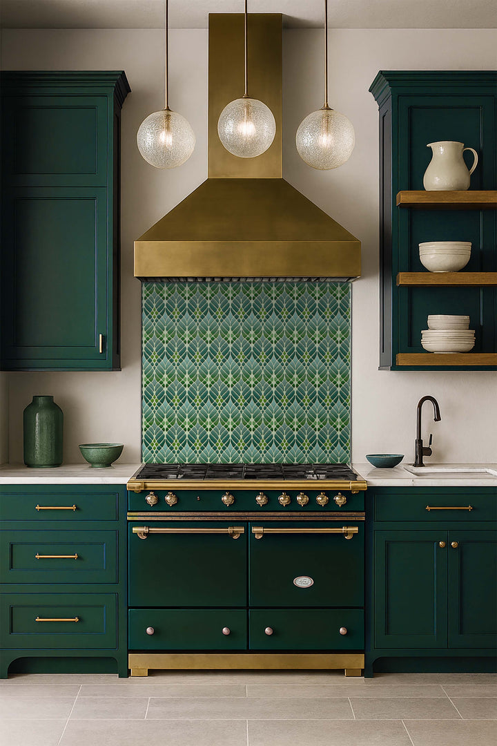 Interwoven Trees Kitchen Splashback - Muted Greens